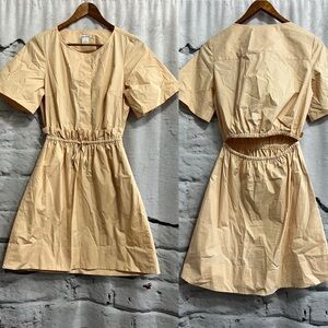 Club Monaco Peachy Beige Cotton‎ Mini Dress Cutout Back Short Sleeve Dress